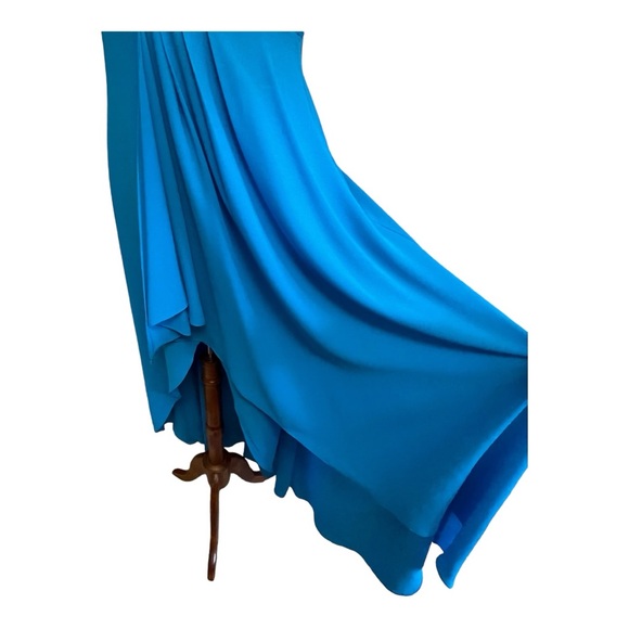 Belle Badgley Mischka Maxi Dress Womens 10 Leg Reveal Blue Halter Scarf Tie Back - Picture 4 of 16